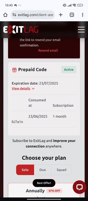 Подписка exitlag 1 месяц