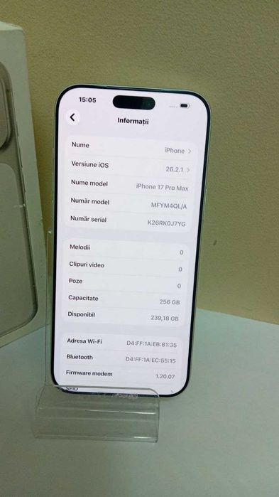 iPhone 17 Pro Max, 256GB, Silver, Baterie 100%/Fin X Amanet cod 128609
