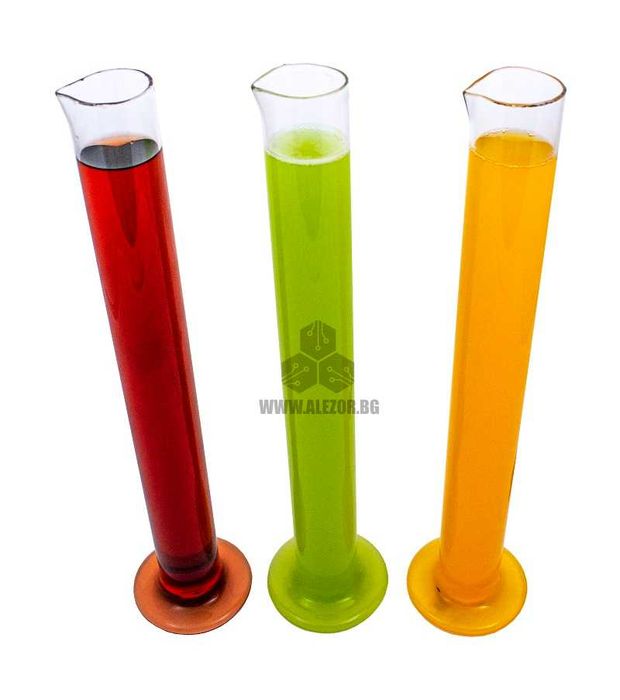 Стъклен цилиндър с вместимост 100мл,Височина 220mm,Отвор 23mm,20204111