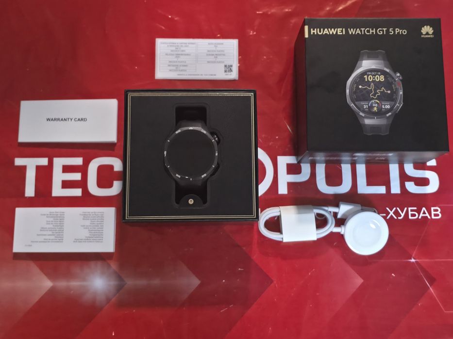 КАТО НОВ 46mm Huawei watch GT 5 Pro | GT5 Гаранция Технополис 2026г. Black