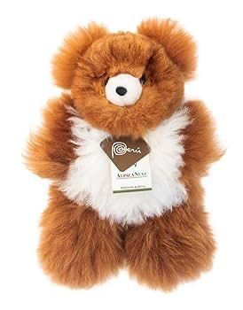 Baby Alpaca Fur Teddy Bear. Brown and White