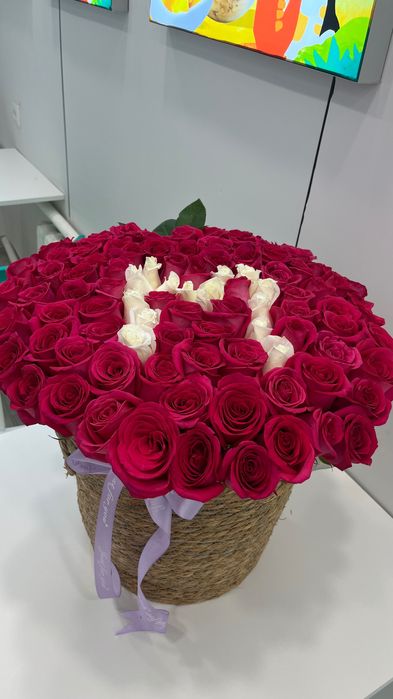 101 роза кашпо 30к тенге