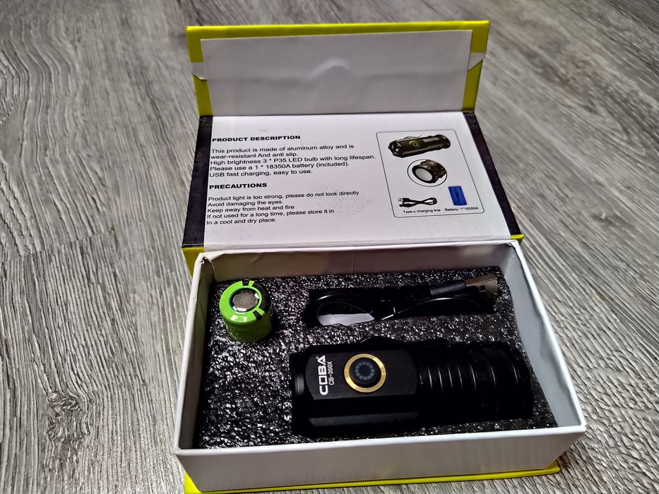 Lanternă  Super Power 360 USB, 3*P35 Mini LED + Turbo + Magnet,1800LM