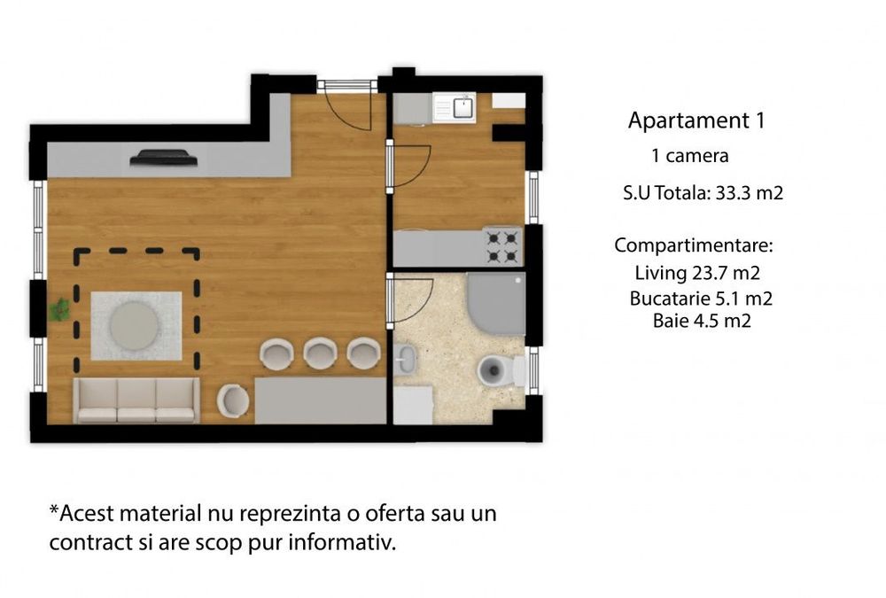 Proiect nou | Apartament 1 camera | Cetatii — fotografia 1
