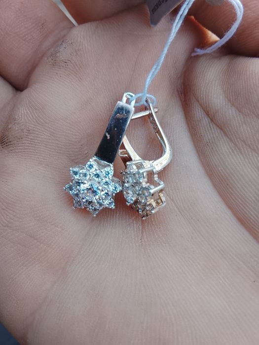 Серьги 10000 проба 925 озолоченные красивые