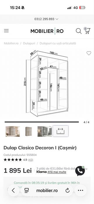 Dulap Closico Decoron I       , dulapul este asamblat acum 2 luni si arata ca nou , ma mut in alta tara de aceea vand tot.