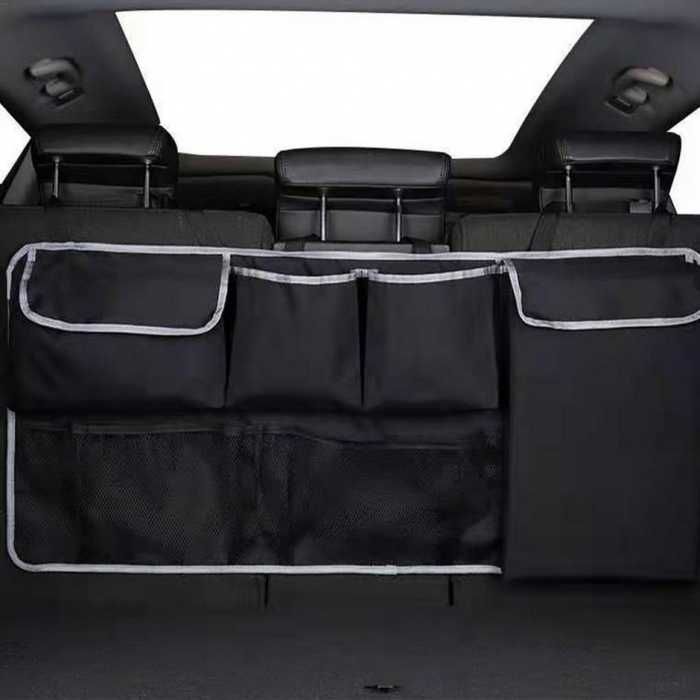 Органайзер за багажник на кола, за облегалката на задната седалка с 8 отделения, универсален модел за автомобили, джипове и микробуси, 100х45см, черен