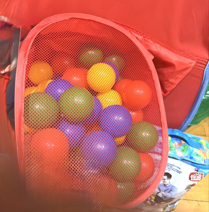 Палатка макуин, тунел, дървена кутия за играчки и конструктор