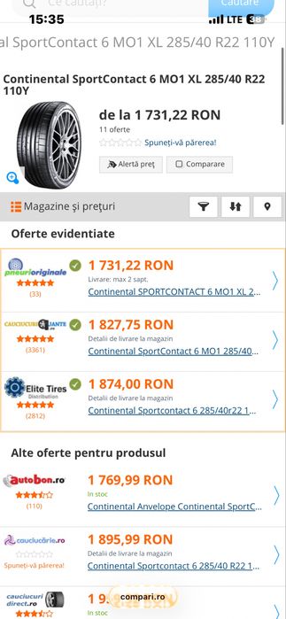 285/40R22 110Y Continental DOT20