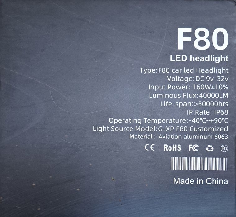 Led H7 F80 12v-24v , 6000k , 40000LM- cel mai puternic led