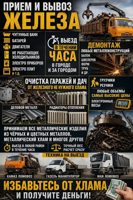 Приём Металла Вывоз Металла Цветной  батареи ванны демонтаж