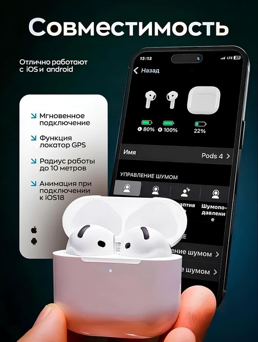 AirPods 4 lux Беспроводные наушники Airpods 4 naushniklari lux