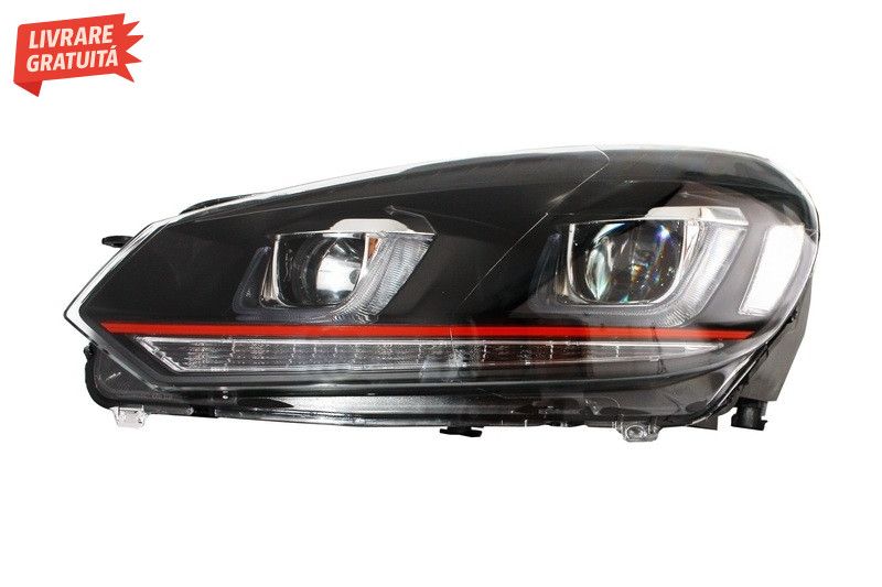Faruri LED VW Golf 6 VI (2008-2013) Golf 7 3D Design Red Strip GTI LED
