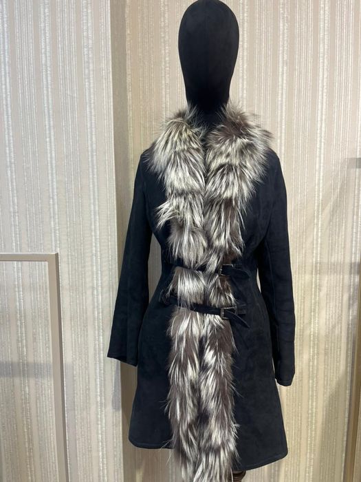 Дубленка замша с чернобуркой