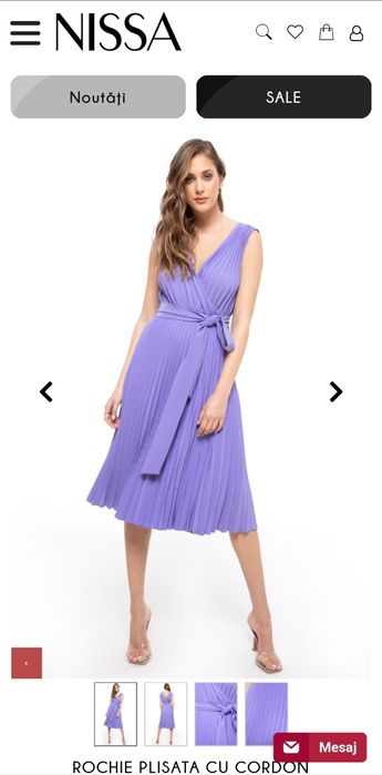 Rochie Nissa plisata, cu cordon