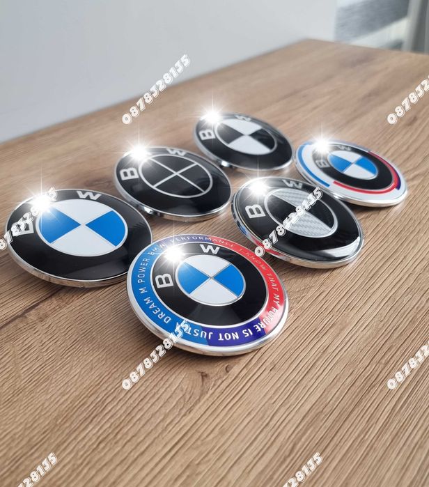 Емблема за BMW 82/78/74/45 мм – Черна, Карбон, Юбилейна, Класическа
