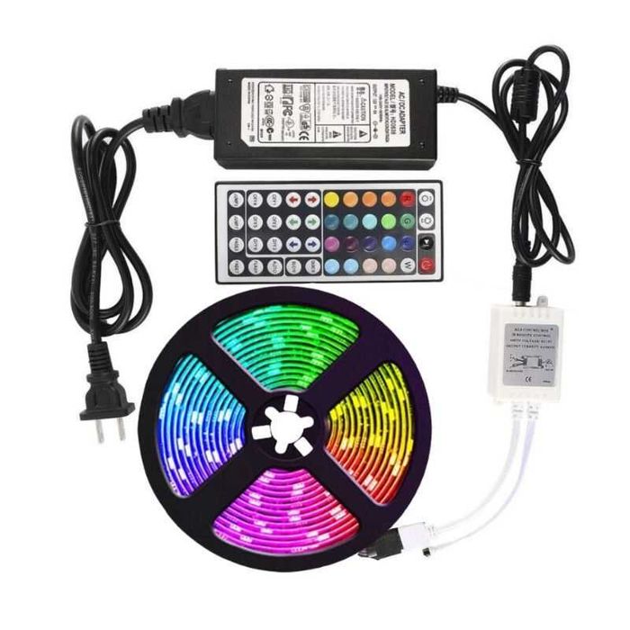 Комплекти 5 м RGB LED лента, с дистанционно и адаптер за спалня, детска стая, парти, заведение