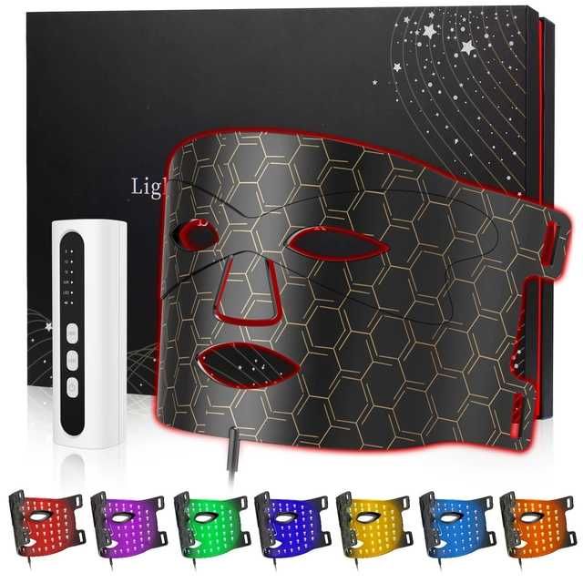 Mască facială LED KIMTAR, 7 culori, anti-acnee și anti-rid, wireless