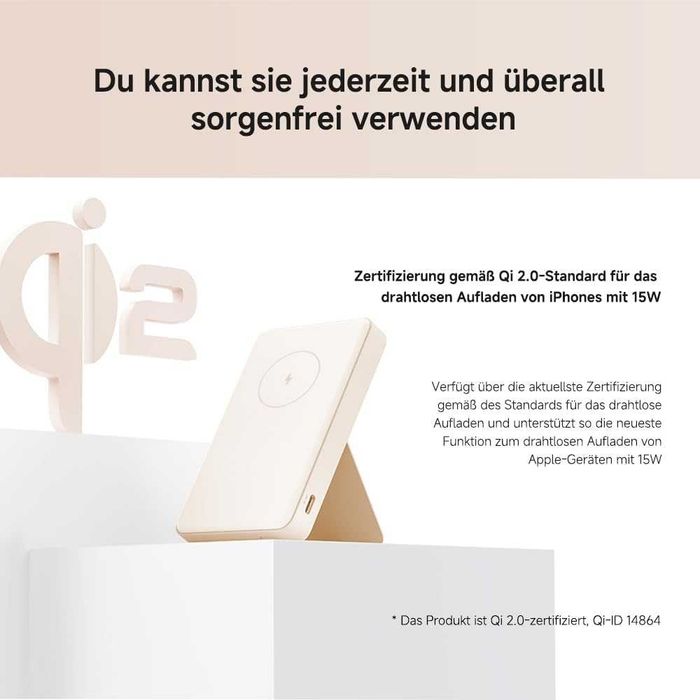 Магнитна външна батерия Xiaomi 15W 6000mAh със стойка (Нова)