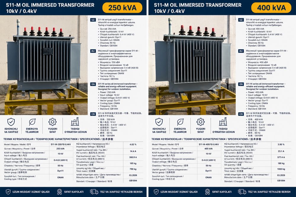 S11-M трансформатор 250/400 kVA | Transformator | Transformer | 变压器