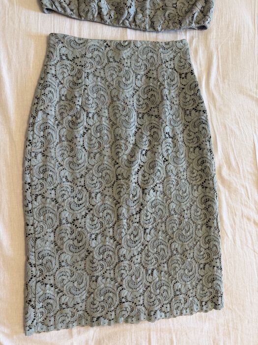 Compleu dantela Zara xs top si fusta midi