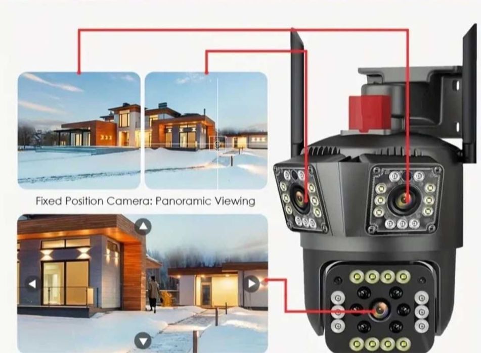 Camera supraveghere tripla  V380 6K 12MP WIFI PTZ night vision