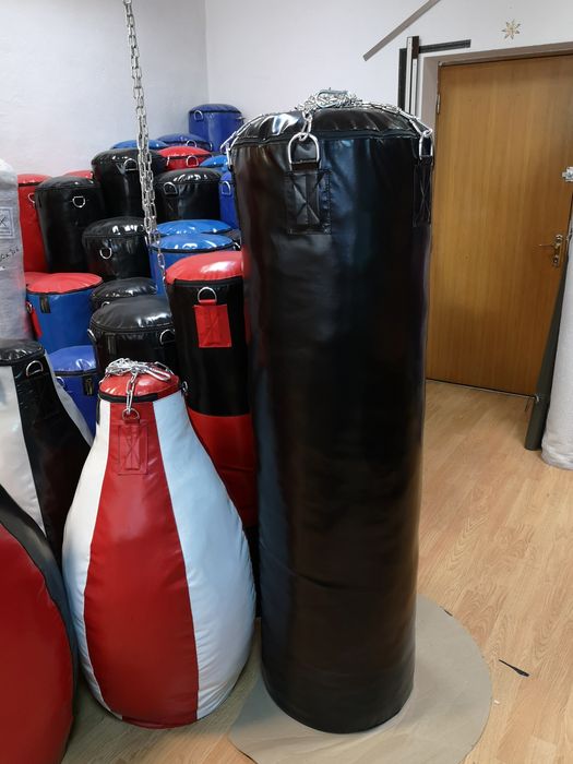 Sac de box Gladiator 150x45 cm Negru Umplut - 80 KG
