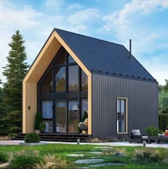 KIT casa moderna pe structura lemn din panouri SIP