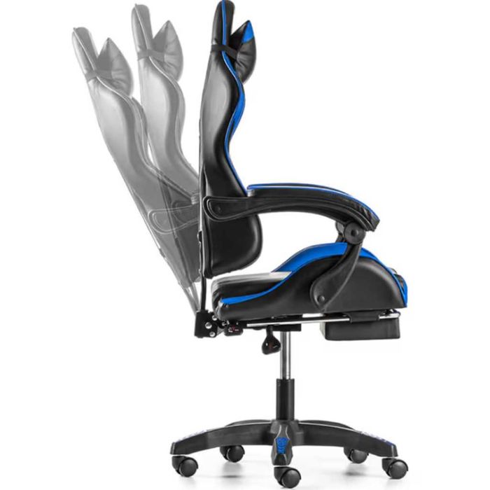 Геймърски стол с регулируема височина, лумбална възглавница