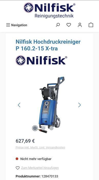 Aparat cu presiune Nilfisk P160.2