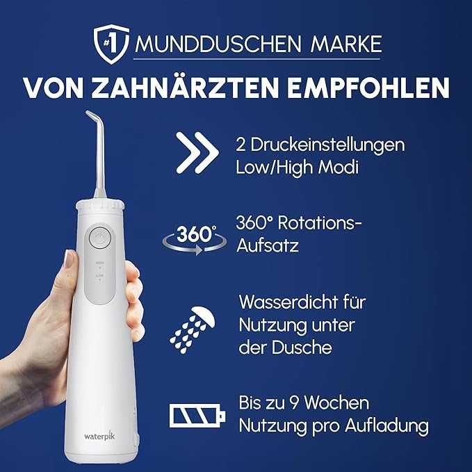 Безжичен зъбен душ Waterpik WF-27 Pearl водоустойчив