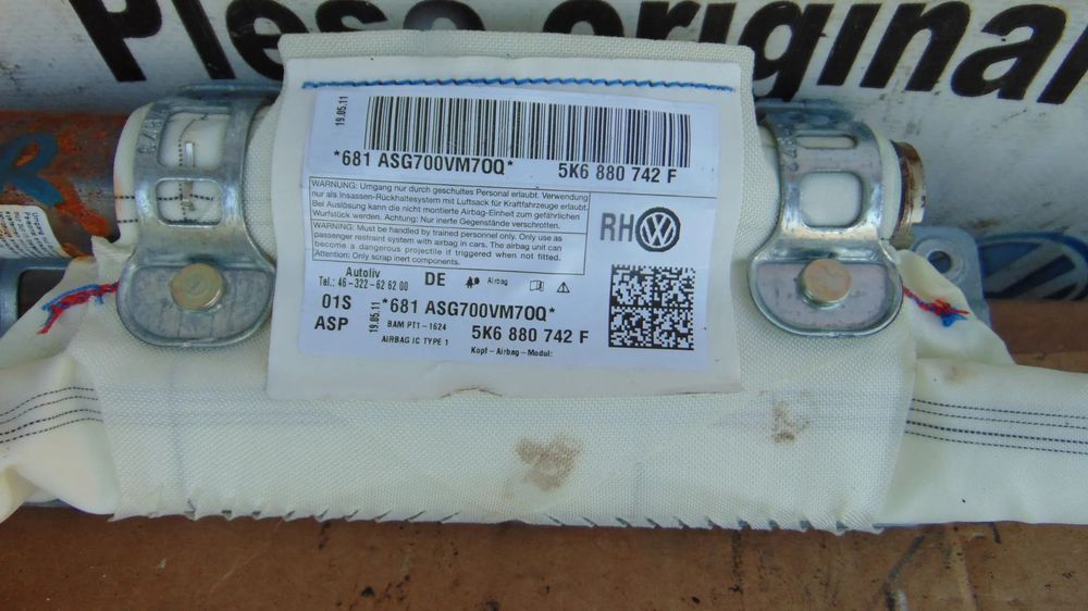 Airbag cortina dreapta VW Golf 6 hatchback dezmembrez golf 6 1.2 benzina tsi