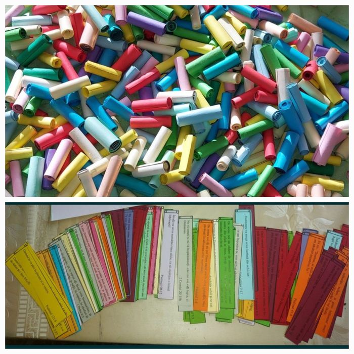 Biletele colorate cu versete din Biblie