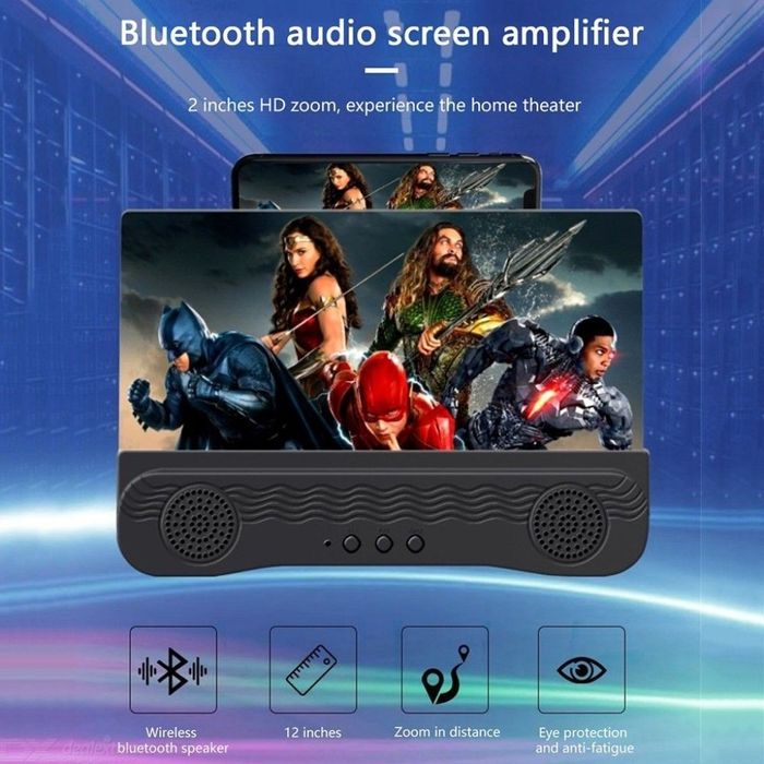 Сгъваем увеличителен екран за телефони 12" с безжична колона K8