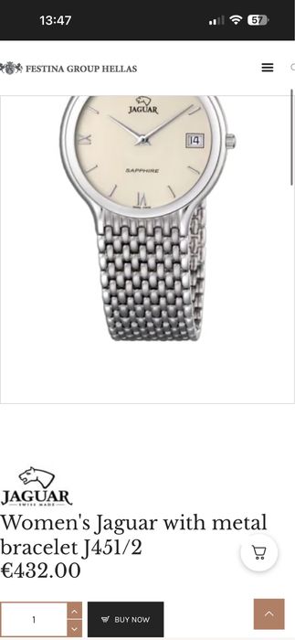 Ceas dama Jaguar Sapphire Swiss Made J-451 Quartz