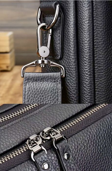 Мъжка универсална кожена бизнес чанта /Луксозно куфарче за лаптоп 15”!