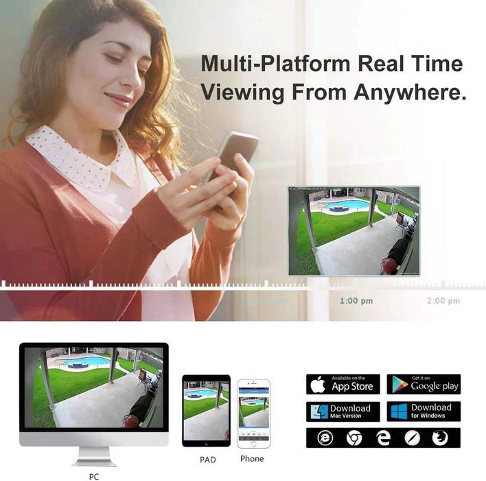 Cameră Supraveghere Anpviz 4K HD POE IP Dome, 8MP, IR, Microfon