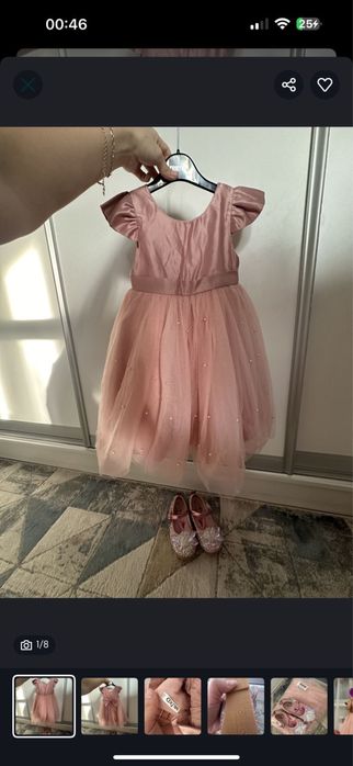 Платье нарядное бальное на 3 годика с туфлями розовые Эльза