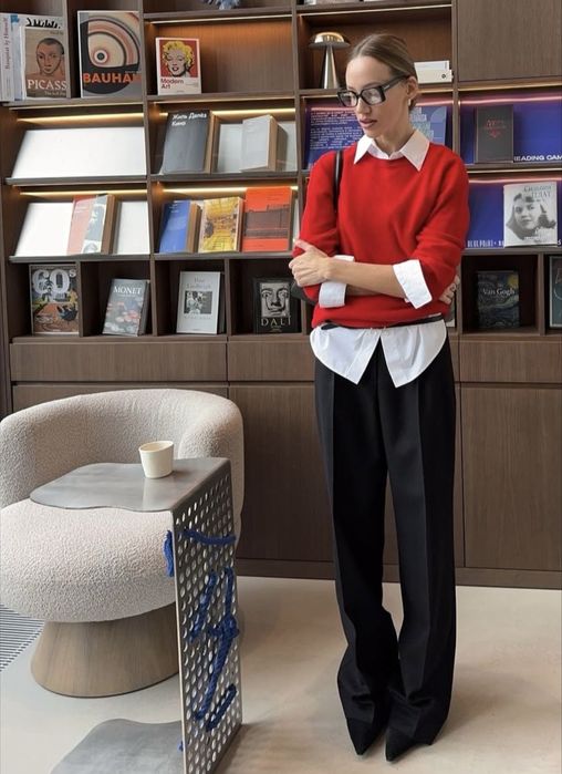 Червен пуловер от кашмир