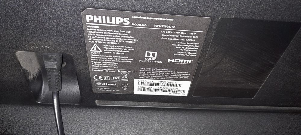 Philips 70 PUS7805 158 cm 70 Inch 4K UHD Smart TV Ambilight 3 laturi