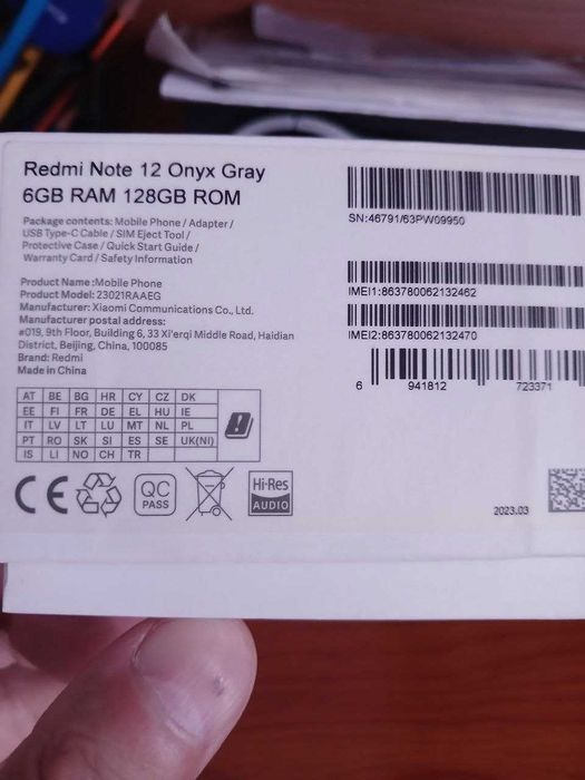 Телефон Redmi Note 12 6Gb/128Gb Onyx Gray в отличном состоянии.