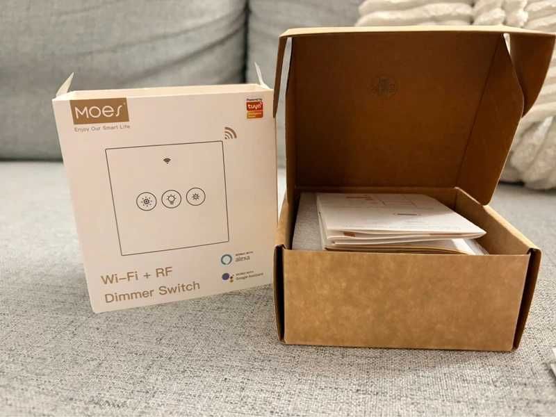 Intrerupator Smart WiFi cu dimmer integrat, compatibil Tuya, Alb