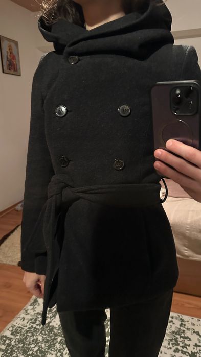 Palton damă Zara, 80% lână, mărimea M (potrivit pentru S)