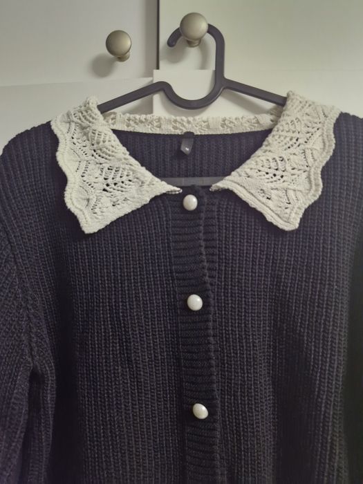 Cardigan negru elegant cu guler tricotat  M