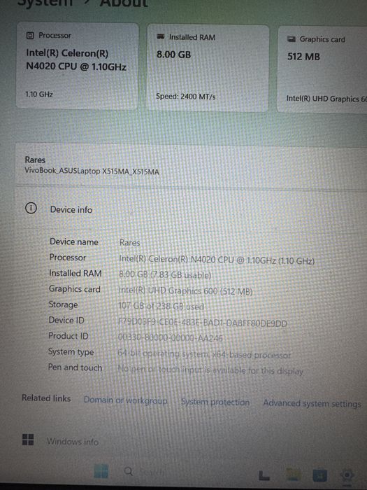 Vand laptop Asus vivobook x512ma