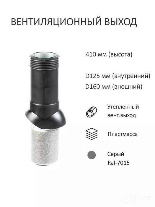 Кровельный аэратор для Профнастила Серый D-125/160