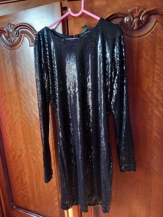 rochie cu paiete neagra scurta  S