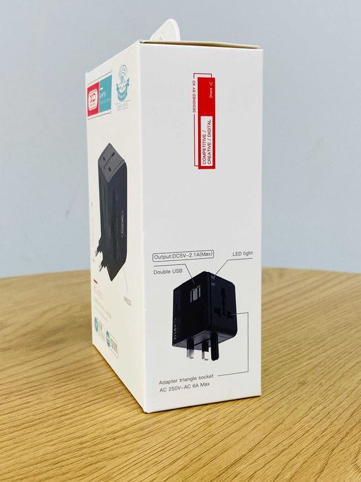 Adaptor Priza, XO WL01, Multi-Format, 2x USB, UK/EU/US, Negru