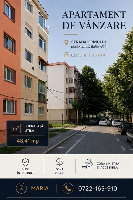 Apartament 2 camere decomandat ,Ramnicu Sarat | Etaj 4 | 48 mp |