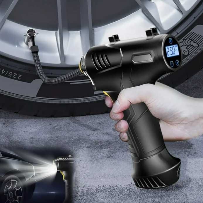 Преносима мини помпа за гуми с LED дисплей за автомобил
